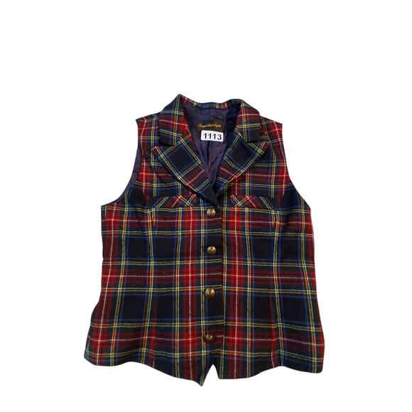 Vintage Y2K Giorgio Sant'Angelo Women's size Small Plaid Preppy Academia Vest - Picture 1 of 15